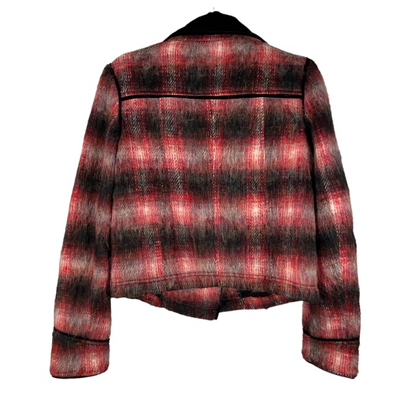 Free People Buffalo Shadow Plaid Wool Moto Military Jacket Small - Picture 3 of 15